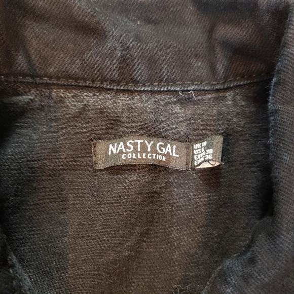 Nasty Gal Size 10 Black Short Sleeve Utility Jumpsuit 100% Cotton - Picture 8 of 9